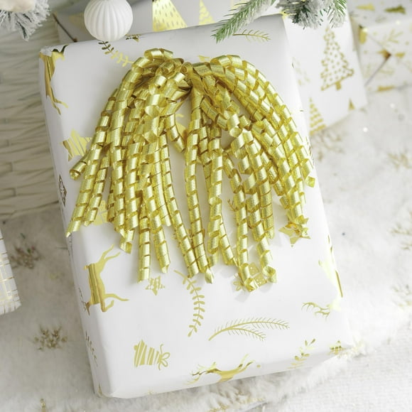 Lazos de regalo HUIHUANG, paquete de 6 unidades, 12,7 cm, autoadhesivos dorados