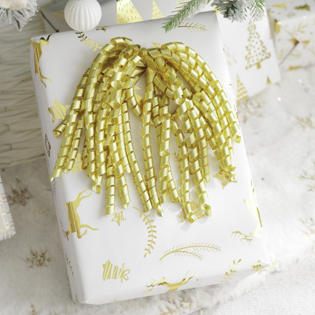 Lazos de regalo HUIHUANG, paquete de 6 unidades, 12,7 cm, autoadhesivos dorados