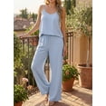 thumbnail image 4 of Cueply Lounge Sets for Women Summer 2 Piece Outfits Casual Tops Elastic Wide Leg Pants with Pockets, 4 of 10