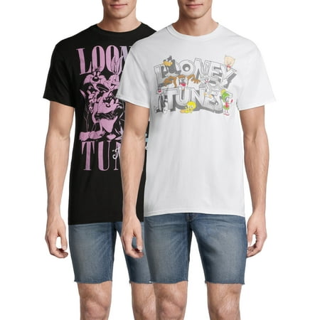 Looney Tunes Cast & Retro Pop Art Men's and Big Men's Graphic T-shirt, 2-Pack Bundle