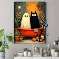 thumbnail image 4 of Ghost and Black Cat Bathtub Canvas Art, Cozy Spooky Halloween Bathroom Wall Decor, 4 of 8