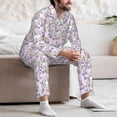 thumbnail image 7 of Naloa Purple Rabbit Men’s Pajamas Set - Long Sleeve Button Down Sleep Shirt and Pajama Bottoms Sleepwear Set-Large, 7 of 7