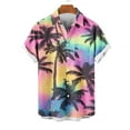 thumbnail image 3 of Iugvhana Men's Hawaiian Palm Tree Print Shirt Short Sleeve Button Down Shirts Tropical Floral Summer Beach Shirts Multicolor L, 3 of 5