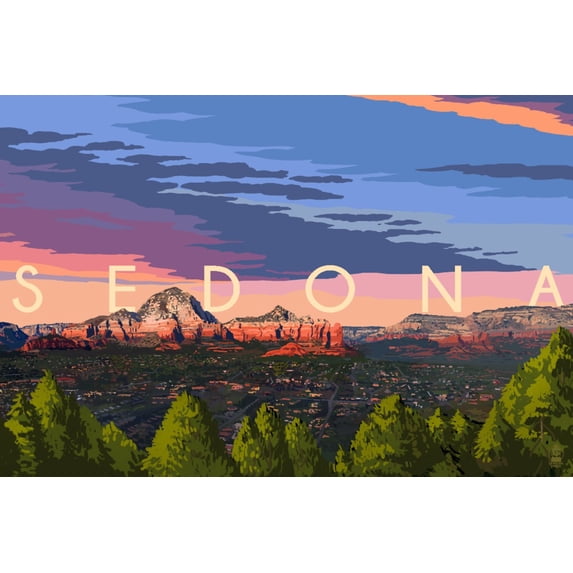 Sedona, Arizona, Panorama (36x54 Giclee Gallery Art Print, Vivid Textured Wall Decor)