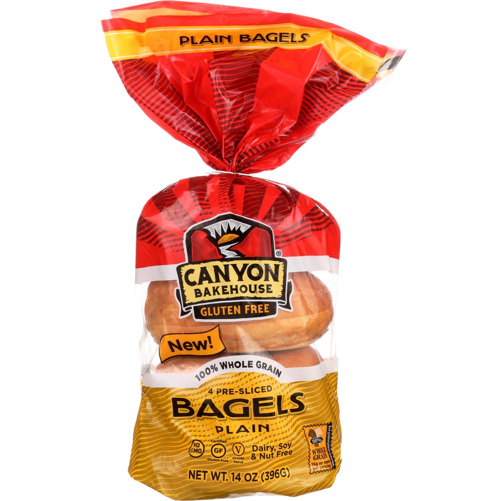 Canyon Bakehouse Plain Bagels, Gluten Free Bagels, 100 Whole Grain