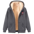 thumbnail image 6 of GaThRRgYP Warm Women's Fluffy Coat for Winter Days,Women's Fashionable Printed Fleece Hooded Sweatshirt Jacket Dark Gray XXL, 6 of 8
