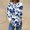 Blue, variant on Fznquz Floral Long Sleeve Blouses for Women Tunic Shirt Round Neck Plus Size Casual Blue Fashion