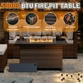 thumbnail image 6 of 44 Inch Outdoor Wicker Fire Pit Table, 50000 BTU Propane Fire Pits with Glass Wind Guard and Lid, Patio Gas Fire Pit for Outside Patio and Garden(Brown), 6 of 6