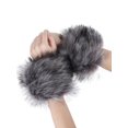 thumbnail image 2 of Deago Women's Winter Faux Fur Wrist Cuffs Fox Furry Bands Arm Warmer, Gray, 2 of 9