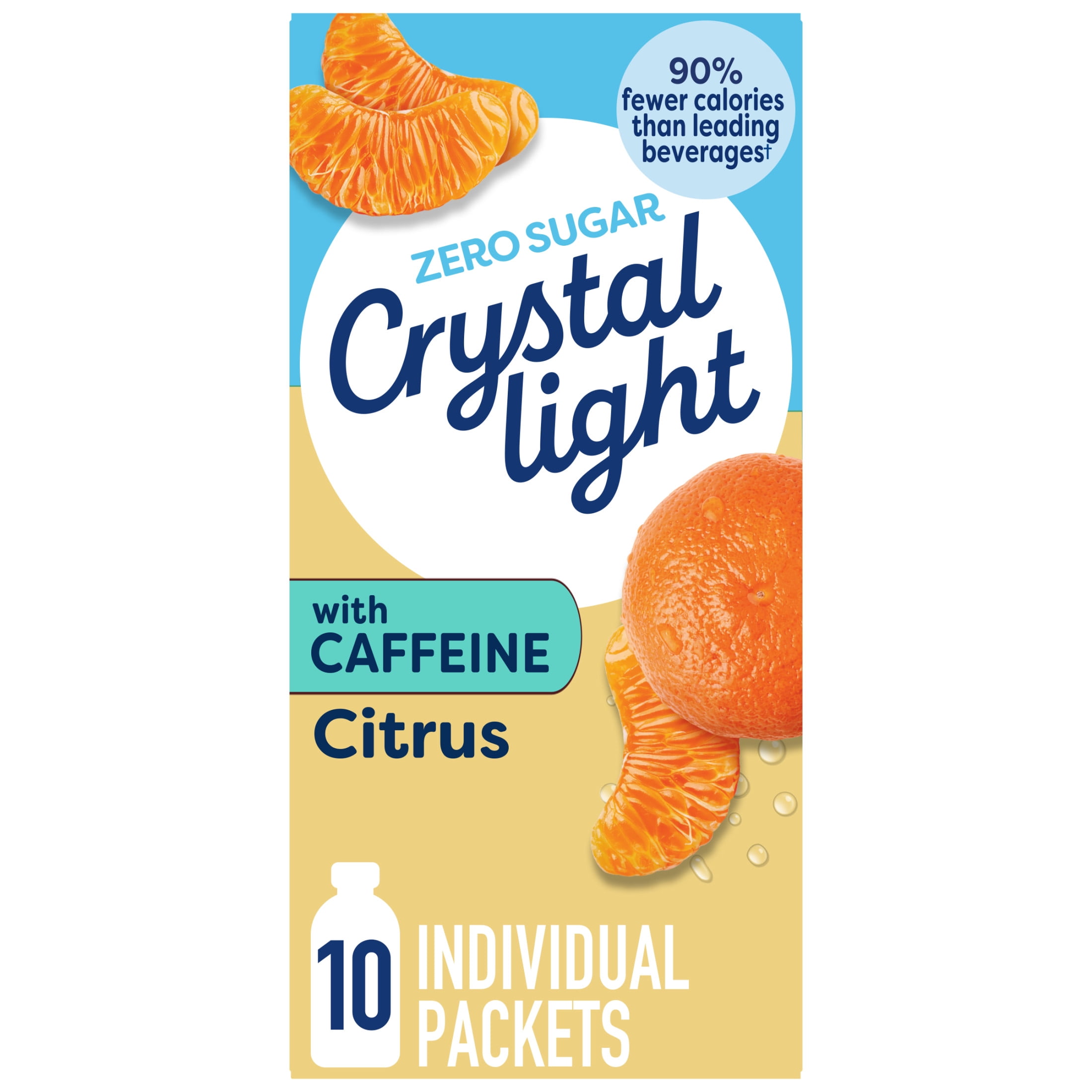 (2 pack) Crystal Light Drink Mix with Caffeine, 10 Packets, for Convenient On-the-Go Flavorful Hydration, Citrus Natural Flavor, Zero Sugar, 0.9 oz