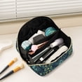 thumbnail image 2 of FORMRS Makeup Bag Travel Cosmetic Organizer for Women Fold Flat Zipper Pouch with Handle, Green Dragon Flowers, 2 of 8