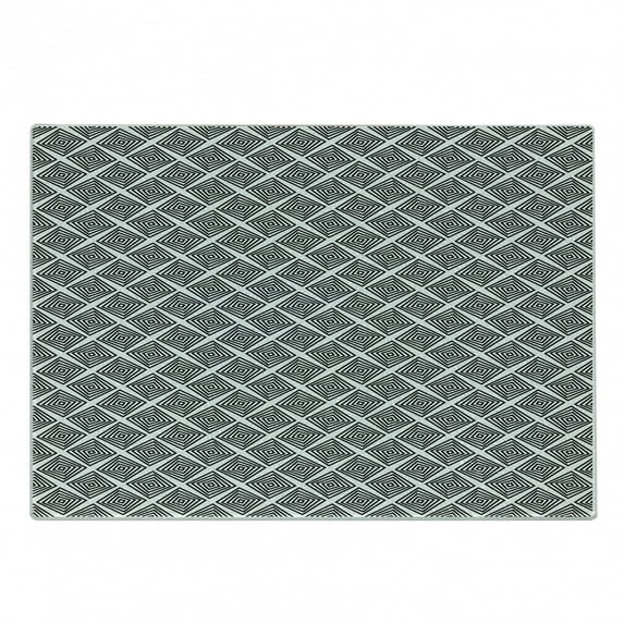 Abstract Cutting Board, Concentric Squares Pattern Contemporary Artwork on a Plain Background, Decorative Tempered Glass Cutting and Serving Board, in 3 Sizes, by Ambesonne