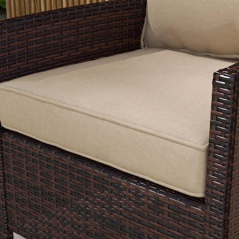 Resenkos Patio Chair Cushions, Outdoor Chair Pads,4 Patio Chair Cushions with Seat & Backrest, Fade Resistant Seat Replacement Cushion Set, Beige