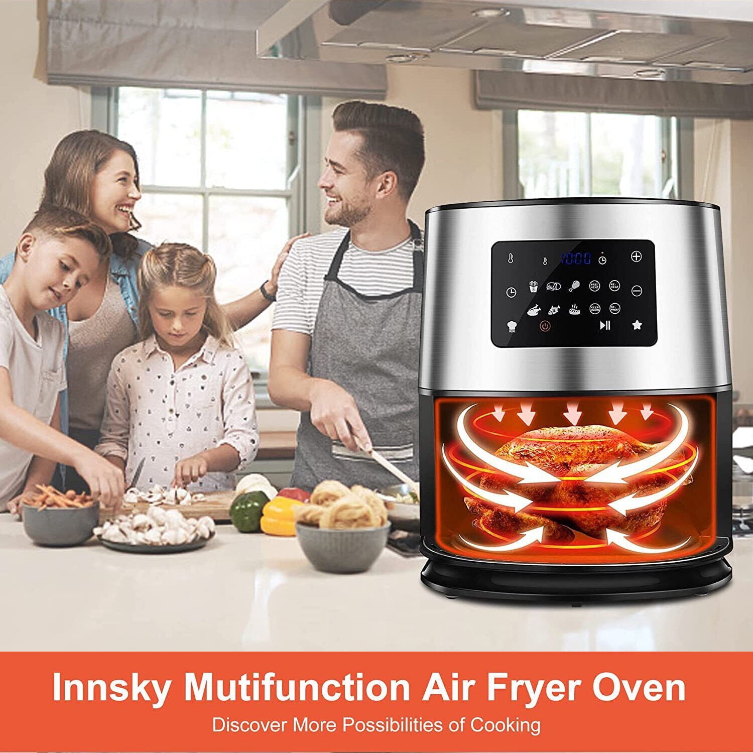 6.3 Quart 10-in-1 Air Fryer Smart Electric Hot Air fryer Oven Oilless Cooker NEW