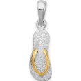 thumbnail image 1 of Silver/14K Two-Tone Sterling Silver Textured 3D Flip-Flop W/14 Straps Pendant(Length 23.26) - Jbsp, 1 of 5