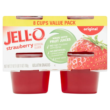 Jell-O Original Strawberry Gelatin Snacks Value Pack, 27 oz, 8 pack ...