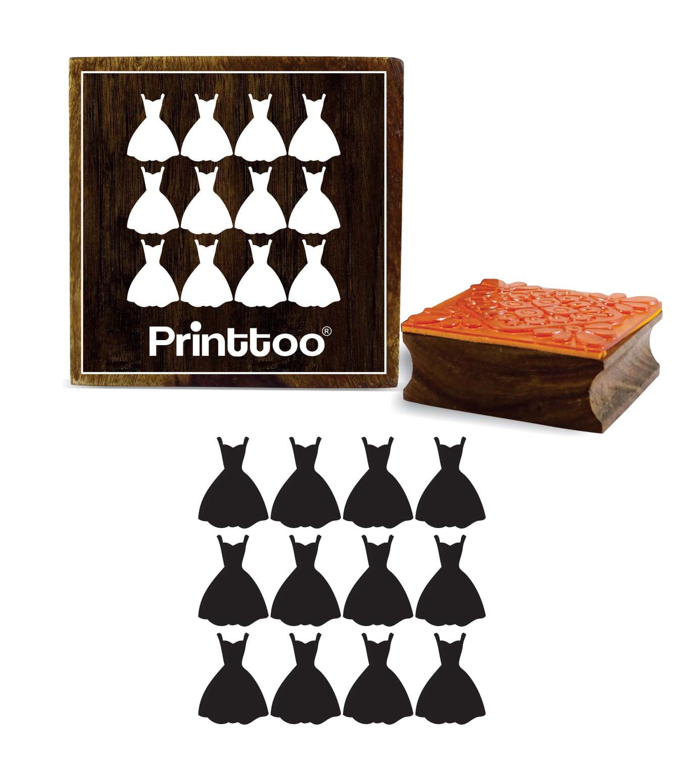 Printtoo Deer Pattern Craft Textile quadrato in legno timbro di