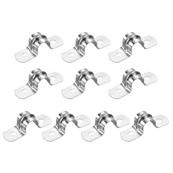 Uxcell 22Pack 10mm Rigid Pipe Straps 2 Hole U-Shaped Bracket Clamps 304 Stainless Steel