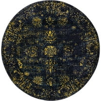 Rugs.com Monte Carlo Collection Rug – 7' Round Navy Blue Medium Rug Perfect For Kitchens, Dining Rooms