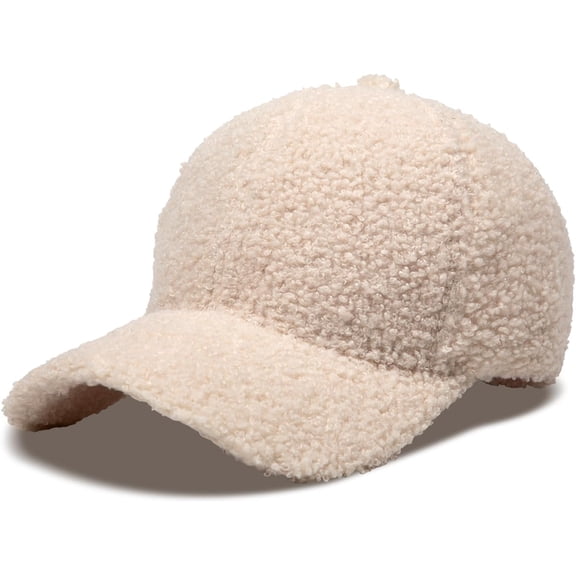 Minzimin Women's Winter Baseball Cap Adjustable Solid Color Lamb Wool Warm Baseball Cap Unisex Unconstructed Plain Cap