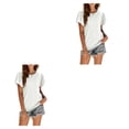 thumbnail image 2 of Minnieouse Camiseta de mujer con volantes de Color sólido cuello estética linda blusa suelta fiesta noche Club verano Top niñas ropa Type7 NO7, 2 of 6