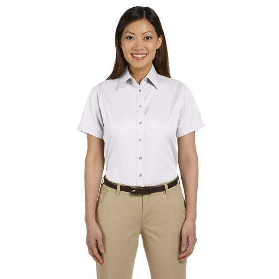 Harriton Easy Blend Short-Sleeve Twill Shirt with Stain-Release (M500SW) White, 3XL