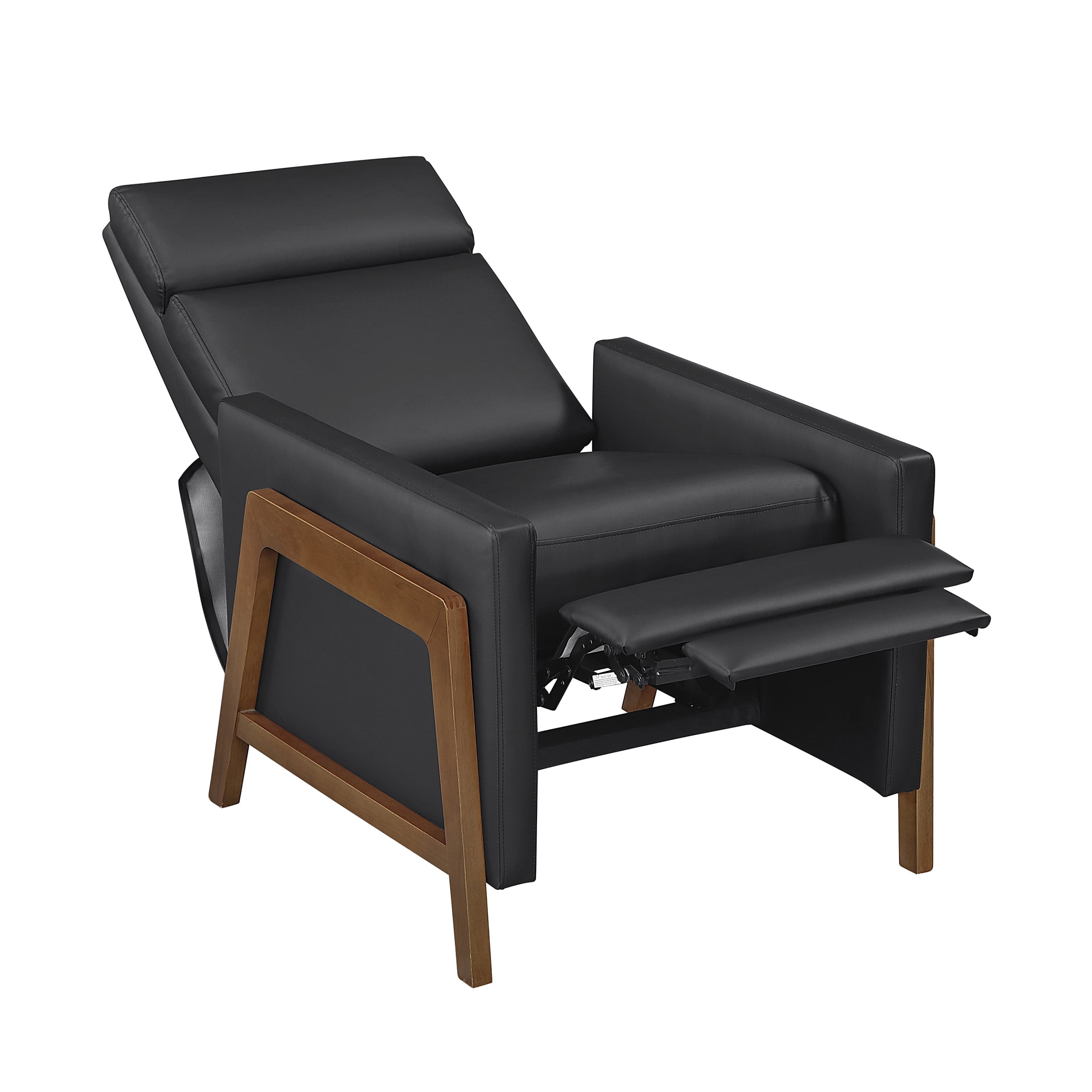 OakvillePark Velora Faux Leather Push Back Manual Reclining Chair, Black