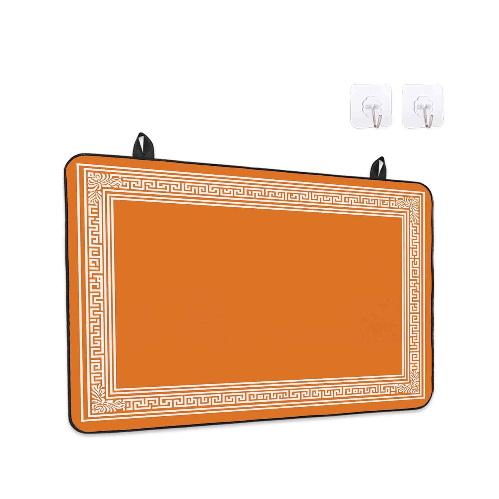 Burnt Orange Geometric Stove Top Cover for Electric Stove, Heat-proof & Non Slip Glass Top Stove Cover Protector, Country Greece Key Art Kitchen Flat Cooktop Rubber Mat 31x24 Inches