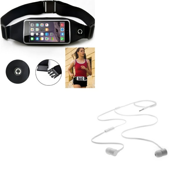 Belt Band Running Waist Bag w Hands-free Earphones for Samsung Galaxy S10e/S10/Plus - Sports Gym Workout Case, Headphones Headset w Mic J1N