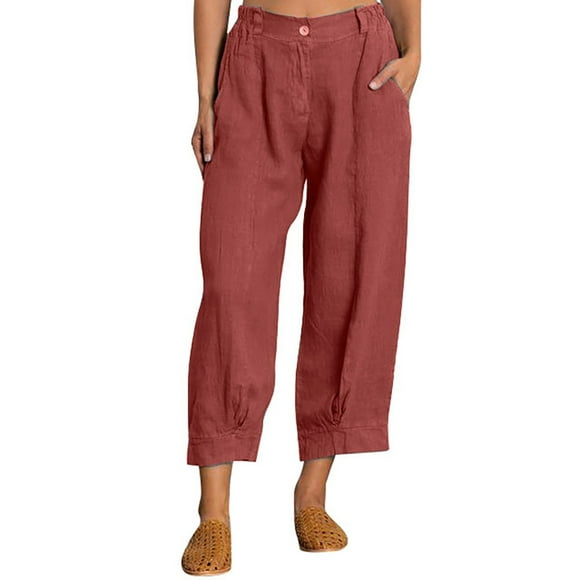 PMUYBHF Fleece Lined Pants Women Plus Size with Pockets Women's Casual Pants Fashion Solid Color Nine Point Casual Pants Womens Khaki Pants with Pockets Womens Petite Pants