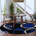 thumbnail image 4 of Abstract Geometric Lines Washable Area Rug&nbsp;6 ft Circular Texture Blue Black Retro Soft Round&nbsp;Rugs for Living Room, Non Slip Carpet for Bedroom&nbsp;Entryway Dining Room, 4 of 9