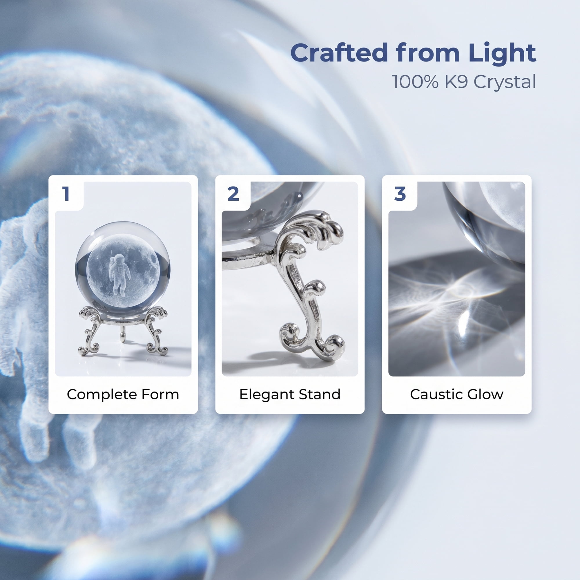 Unique Bargains Crystal Ball Figurine 3D Glass Paperweight with Base Clear Style G
