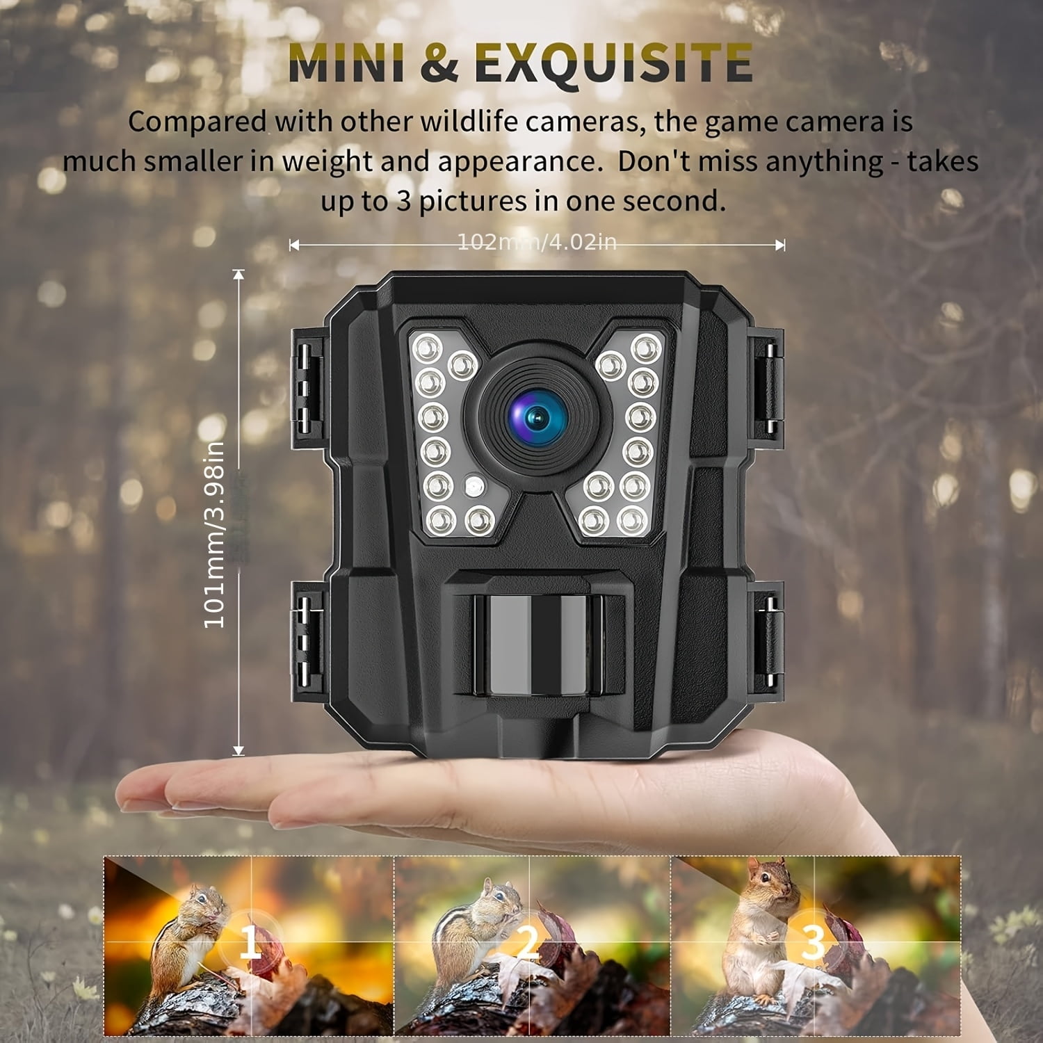 4 Pack Mini Trail Camera, 24MP 1080P Game Camera with Night Vision Motion Activated Waterproof IP54, Hunting Deer Camera for Home Security Outdoor Wildlife, 3/2 Pack