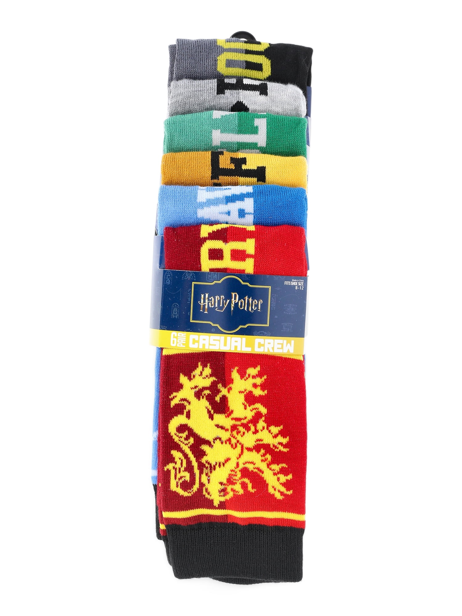 Harry Potter Men's Crew Socks, 6-Pack, Shoe Sizes 8-12