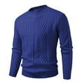 thumbnail image 2 of UVEASISHA Mens Fall Crewneck Sweater Business Casual Long Sleeve Knitted Pullover Cable Knit Fashion Textured Sweaters Solid Color Jumpers Blue XXL, 2 of 3