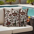 thumbnail image 4 of Abstract Flowers Outdoor Waterproof Pillow Covers, Modern Geometric Chic Red Green Striped Decorative Square Throw Pillowcase Sofa Cushion Sham for Patio/Couch/Chair, 18"x18" 2 Pack, 4 of 8