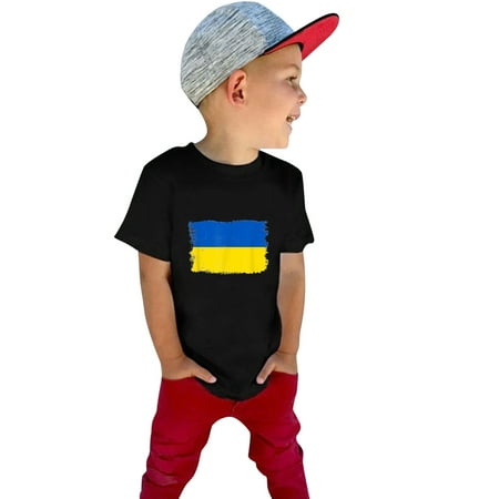 

Kids Girls Boys Independence Day Summer Short Sleeve T Shirt Tee Tops Size 110 Black