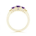 thumbnail image 2 of ANGARA Vintage Style Three Stone Natural Amethyst Wedding Band in Yellow Gold for Women | February Birthstone, Anniversary, Jewelry Gift for Women | Natural Amethyst Engagement Ring (Ring Size - 4.5), 2 of 7