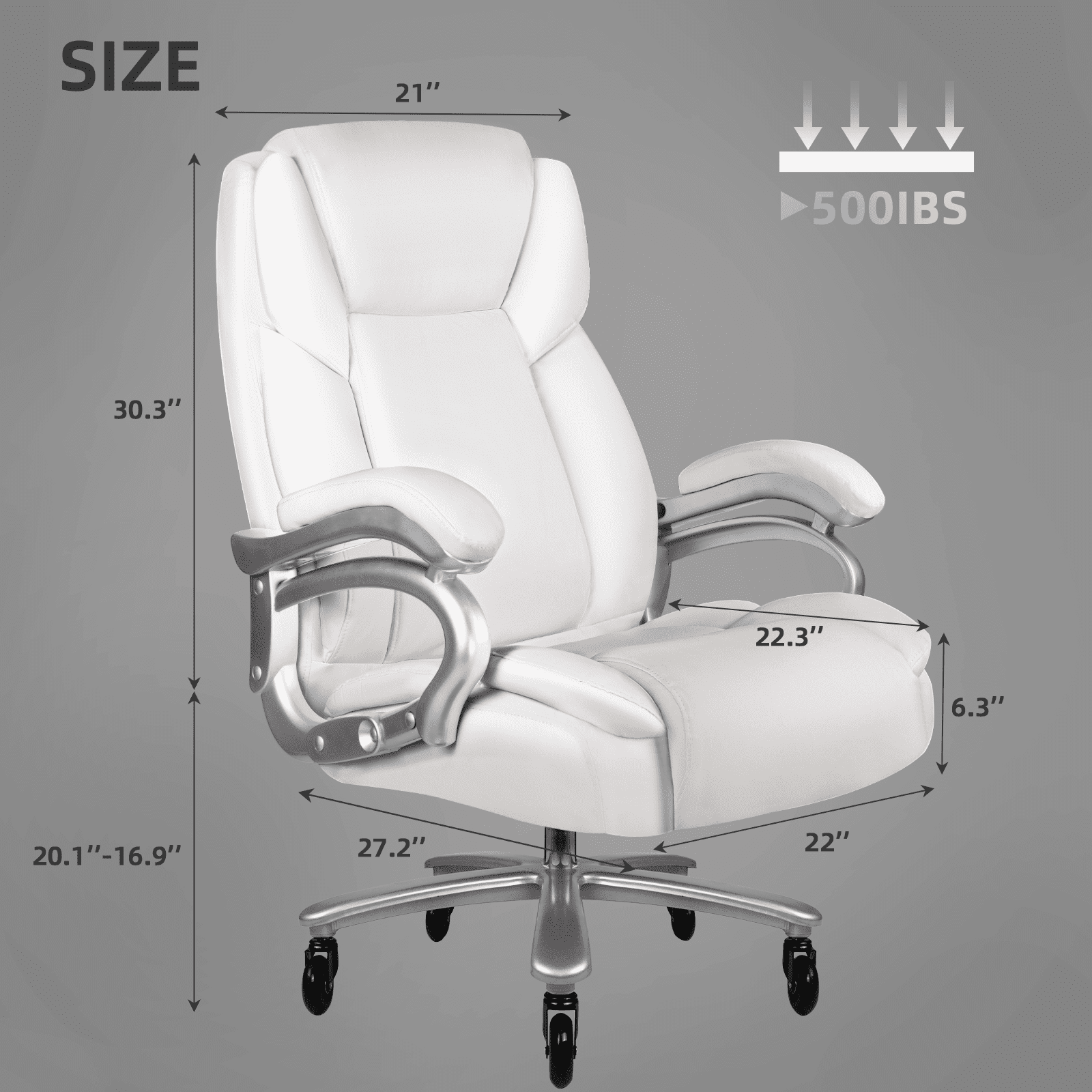 Waleaf Heavy Duty Big and Tall Office Chair 500lbs with Adjustable Lumbar Support,High Back Office Chair for Adults