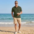 thumbnail image 6 of Homeyce Short Sleeve Polo Shirts for Men Collar Button Shirts Casual Lightweigt Fashion Work Polo Tee Knitted Textured Short Sleeve Tee Shirt,Green L, 6 of 7