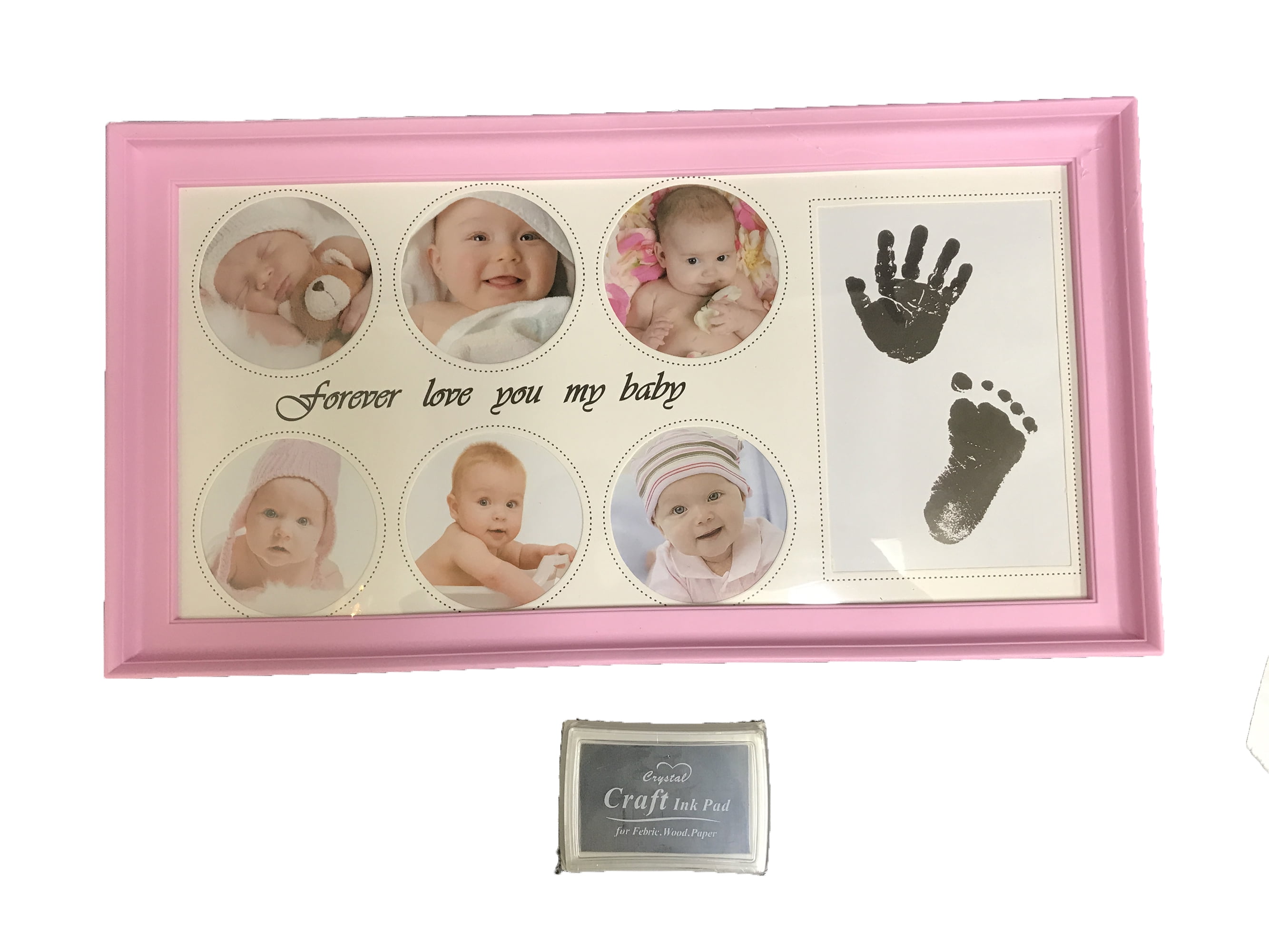 Prettyia Newborn Baby Handprint Footprint Photo Frame Kit with Touch Ink Pad 