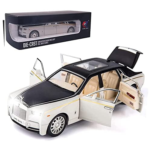 EROCK Exquisite car Model 1 24 Rolls Royce Phantom Model Car Zinc Alloy Pull Back Toy car with Sound and Light for Kids Boy Girl Gift. White Walmart
