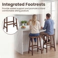 thumbnail image 6 of ELLEGNT 2 PCS Solid Wood Saddle Bar Stools – Backless with Footrests, Wooden Counter Stools Brown, 6 of 8