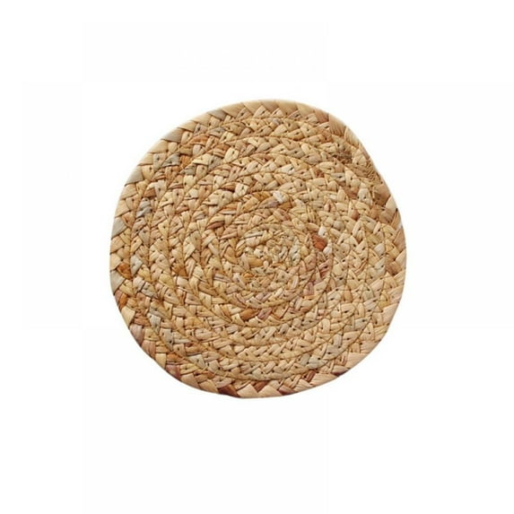 Woven Placemats Round Woven Placemats Water Hyacinth Straw Braided Placemat Heat Resistant Non-Slip Weave Placemats Handmade for Dining Table (4.3inch)