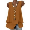 thumbnail image 3 of SROBPTY Womens Linen Tunic, Tank Tops for Women, Women's Fashion Casual Solid Front Double Layer Sleeveless Camisole Top Gold,S, 3 of 5