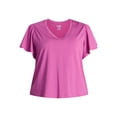 thumbnail image 5 of Terra & Sky Women's Plus Size V Neck Tee with Short Flutter Sleeves, Size 0X-4X, 5 of 5