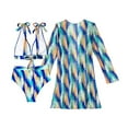 thumbnail image 2 of VBTAPA Women's Summer Bikini Kimono Bathing Suit Tropical Floral Printed High Waist Thong Swimsuit with Cover Ups 3 Piece Set Lightning Sales of The Day Blue L, 2 of 8