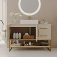 thumbnail image 2 of 47" Bathroom Vanity with Sink, Modern Free-Standing Bathroom Vanity Cabinet with Ceramic Sink &1 Cabinet & 2 Drawers, Single Wood Bathroom Vanities Set with Open Shelf, White Oak, 2 of 9