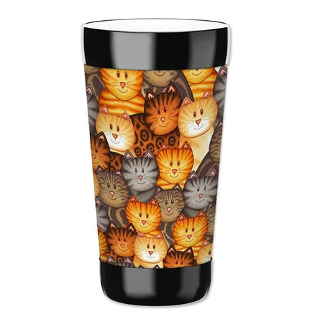 Mugzie 16-Ounce Tumbler Drink Cup with Removable Insulated Wetsuit Cover - Cat Faces