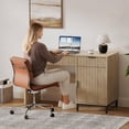 thumbnail image 6 of Joyyskill Executive Desk with Fluted Drawers, 47" Wood Home Office Desk with Charging Station, Metal Legs Modern Farmhouse Computer Desk Light Oak, 6 of 9